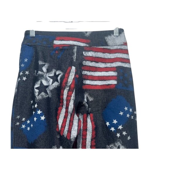 Milio USA Flag Painted Print Flare Pants Women XS 2 Vintage Retro Patriotic Boho - Picture 12 of 12